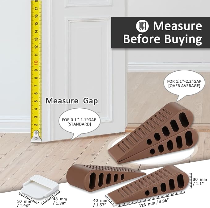 JQK Rubber Door Stopper Wedge, Bronze 3 Pack Soft TPR Premium Door Stops - Image 2