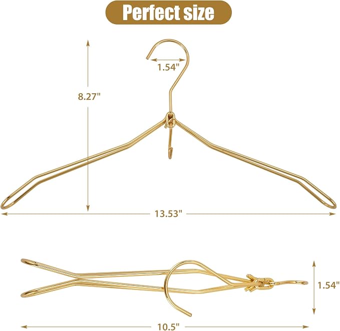 VWV 10P Gold Hanger, 15.35 Inch Fashion Metal Folding Clothes Hanger, - Image 2