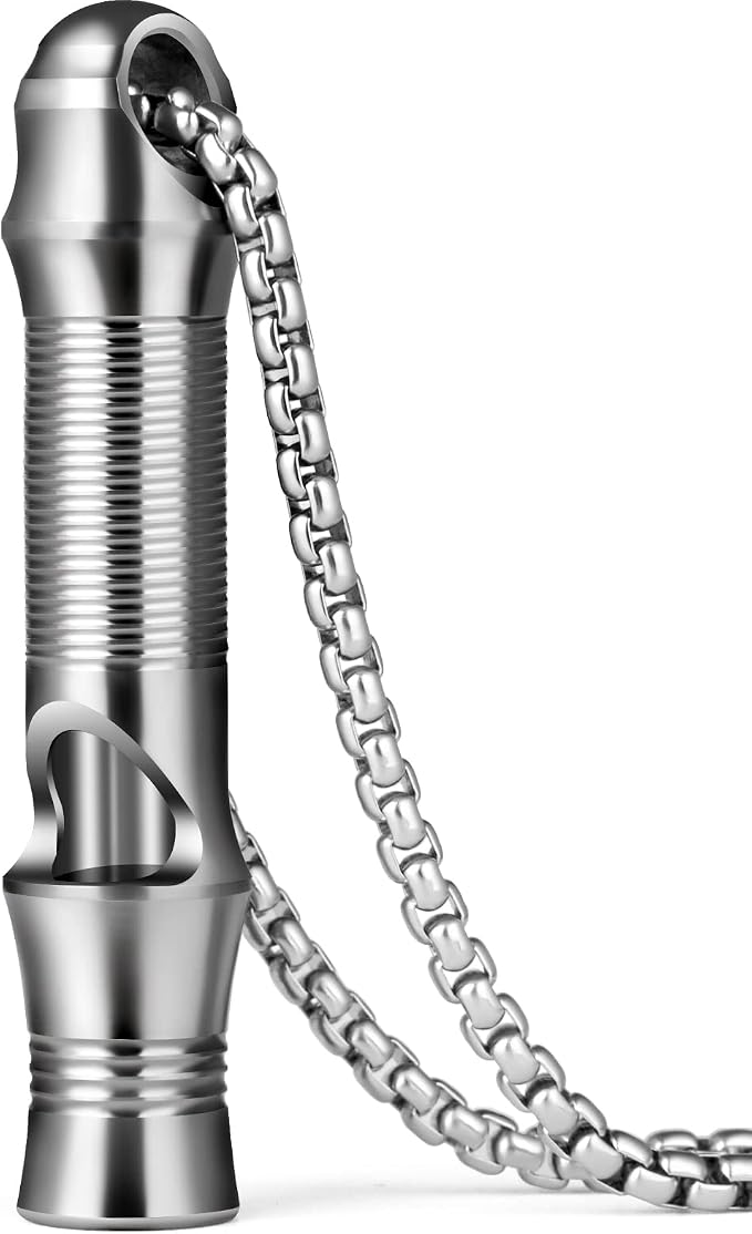 TISUR Titanium Emergency Whistle, EDC Safety Whistles Necklace Loud up to 120db by TISUR