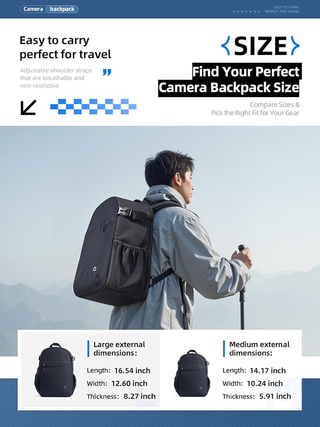 llano Camera Backpack for DSLR/SLR/Mirrorless – Water-Resistant Photography Bag - Image 5