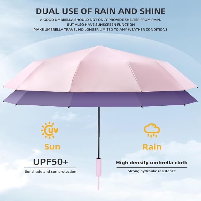 Folding Umbrella Anti-UV Compact Durable Folding Umbrella Auto Open Close - Image 3