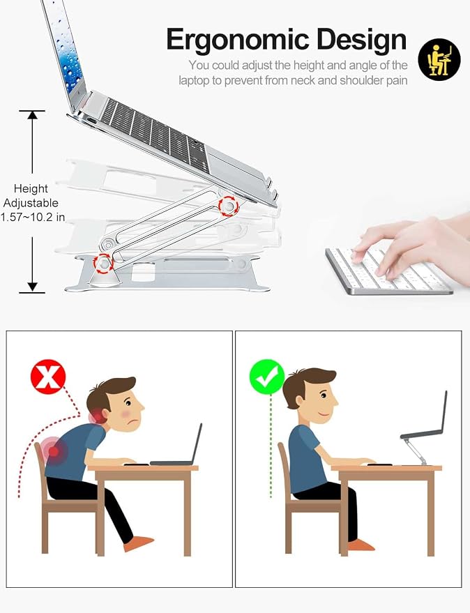 Urmust Laptop Notebook Stand Holder Adjustable Ultrabook Stand Riser Portable - Image 7