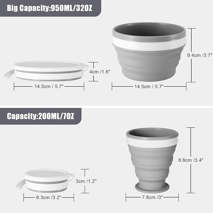 Odoland Camping Mess Kit Silicone Collapsible Bowl, Cup & Stainless Steel Spoon - Image 4