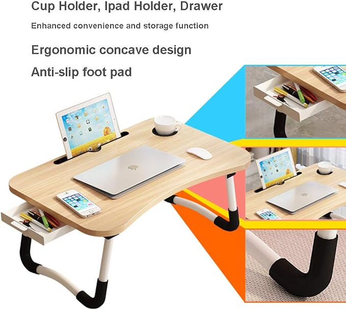 Lap Desk with Storage Drawer, Holders - Image 4