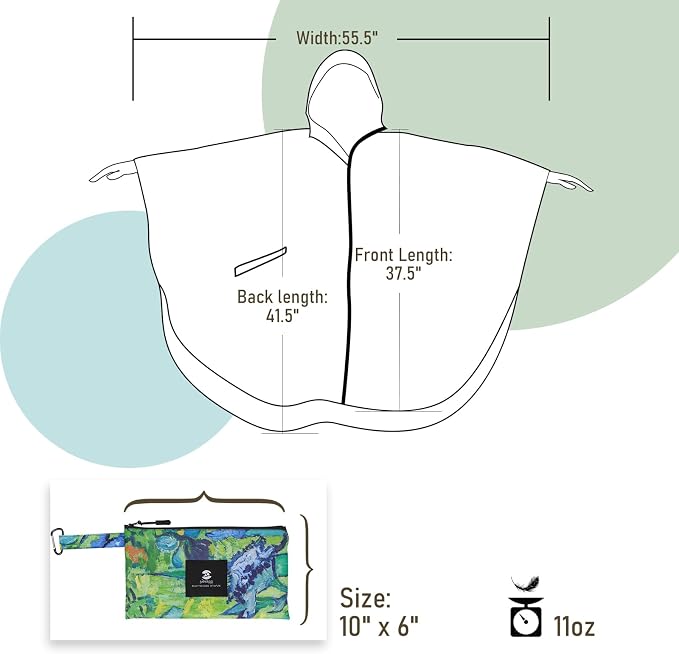 SaphiRose Unisex Rain Poncho Raincoat Hooded - Image 7
