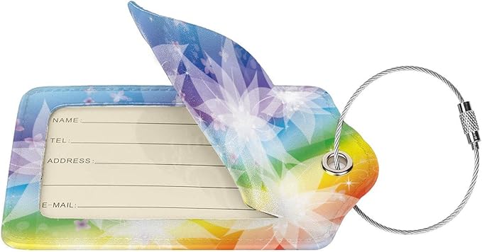 2 Pieces Rainbow Luggage Tags for Women Girls, Beautiful Leather Tags for - Image 2
