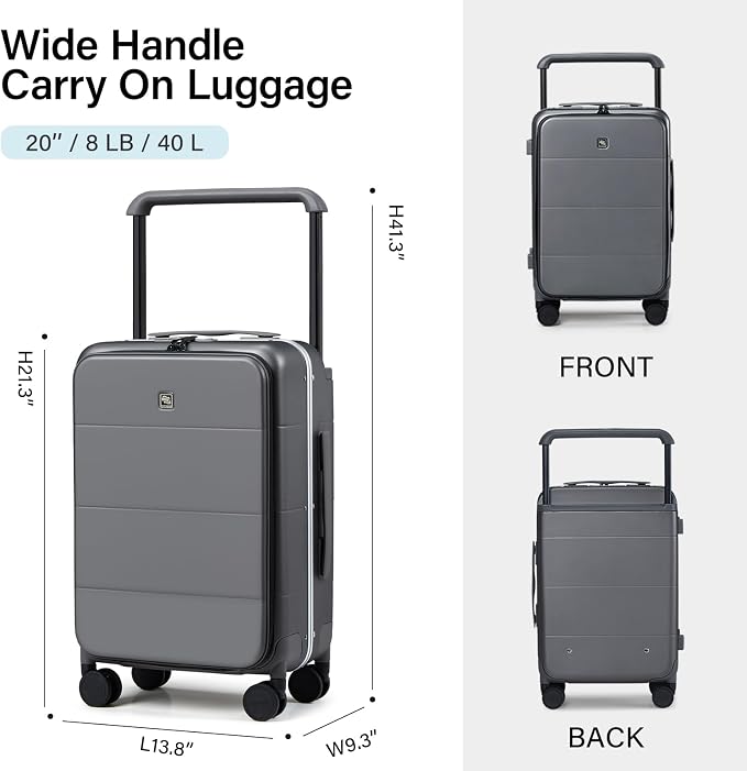 Hanke Top Opening Carry On Luggage, 20 Inch Zipperless Aluminum Frame Wide - Image 6