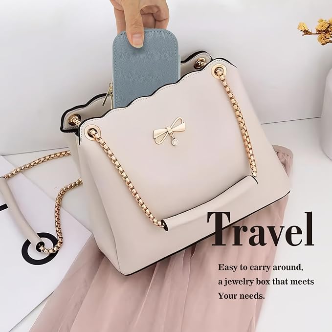 Small Jewelry Travel Case For Womens Small Rectangle PU Leather Jewelry Box - Image 6
