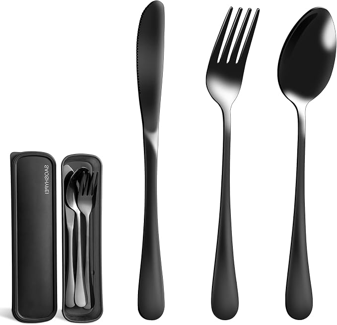 Portable Utensils Set with Case, Lunch Box Includ Fork Spoon Knife, Dishwasher - Image 4