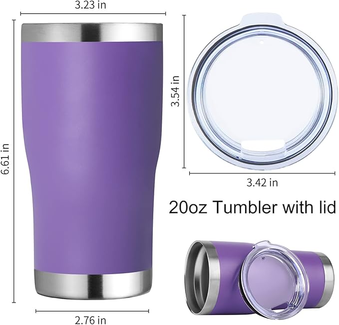 DOMICARE 20oz Tumbler with Lid Stainless Steel Tumblers Bulk, Double Wall - Image 5