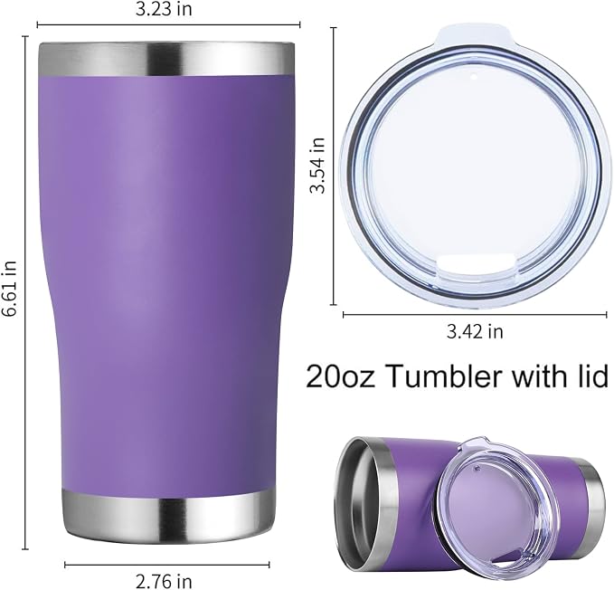 DOMICARE 20oz Tumbler with Lid Stainless Steel Tumblers Bulk, Double Wall - Image 5