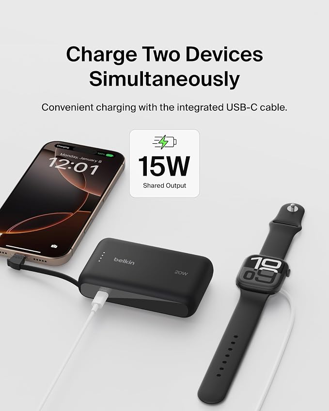 Belkin Portable Charger, Power Bank 10000 mAh - 20W Fast Charge USB-C Power - Image 6