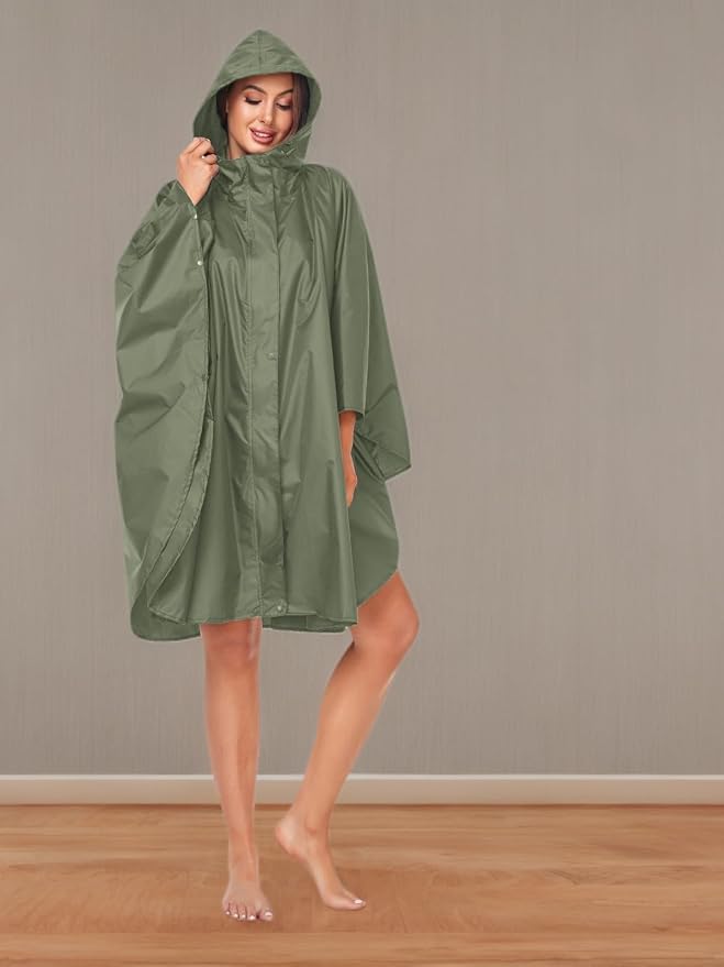 SaphiRose Unisex Rain Poncho Hooded Waterproof Raincoat - Image 8
