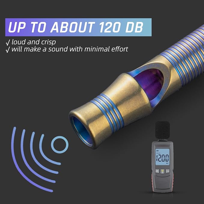 TISUR Titanium Emergency Whistle, EDC Safety Whistles Necklace Loud up to 120db - Image 4
