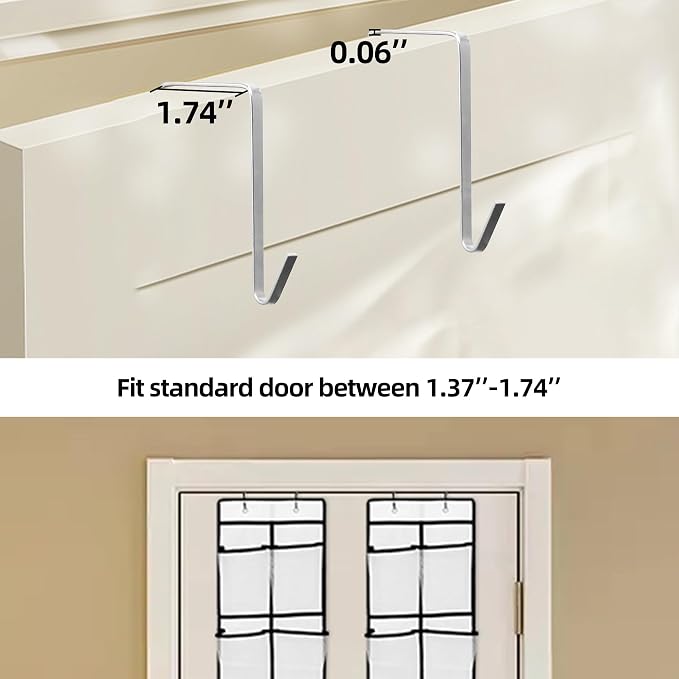 Over The Door Shoe Organizer, 14 Large Mesh Pockets Hanging Shoe Rack - Image 5
