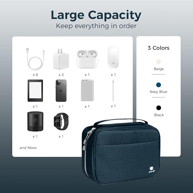pack all Electronic Organizer Plus, Larger Capcity Cable Organizer Bag - Image 7