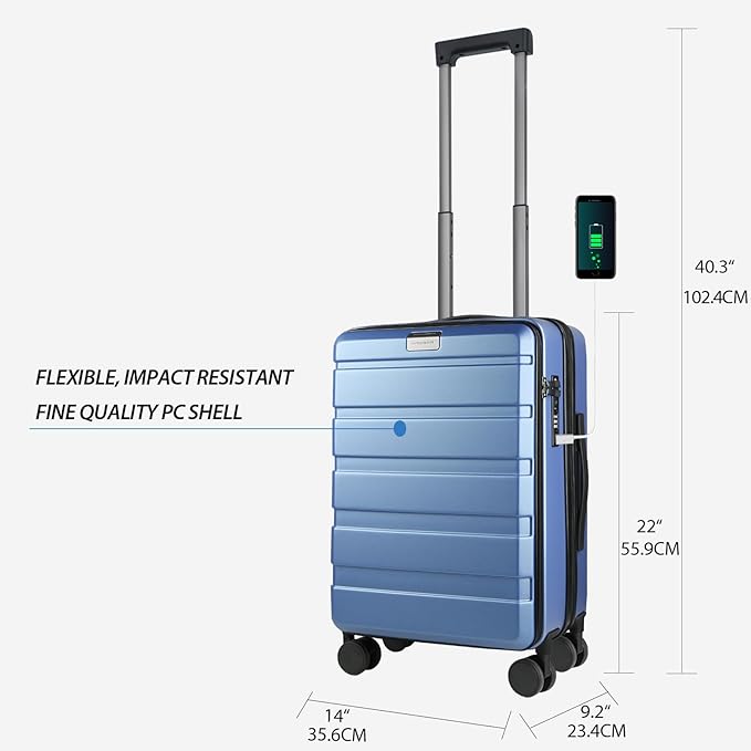 KROSER Carry On Luggage with Spinner Wheels & Built-in TSA Lock, Expandable Top - Image 2