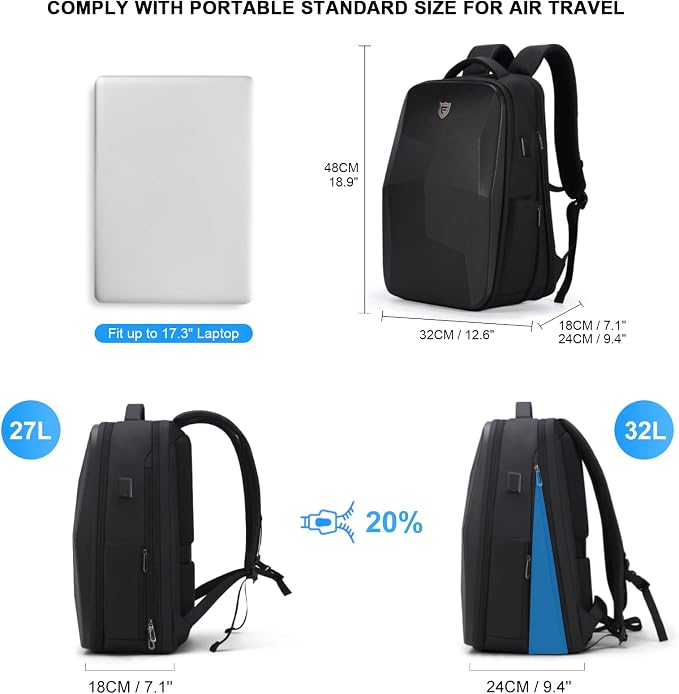 FENRUIEN Hardshell Backpack Expandable, Anti Theft Laptop Backpack - Image 2