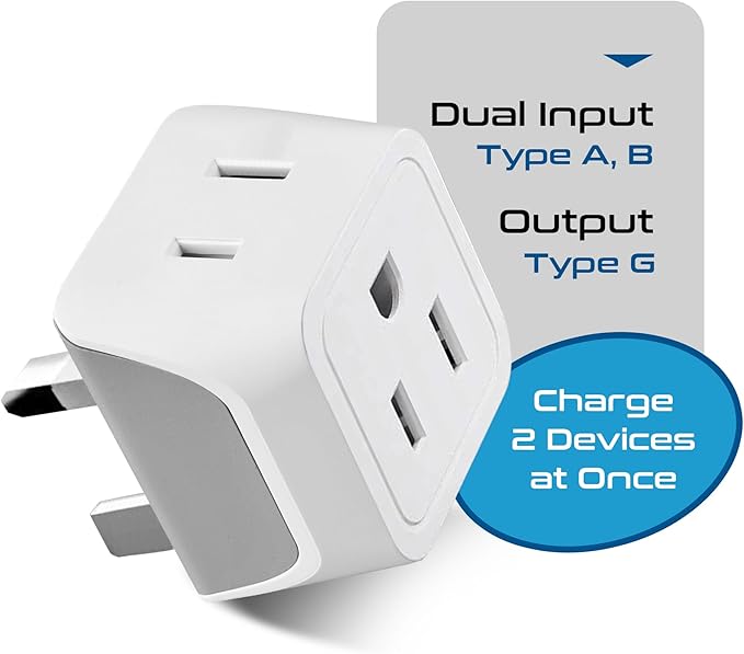Ceptics UK Travel Plug Adapter, 2 in 1 Type G Adapter, US to UK Adapter - Image 5