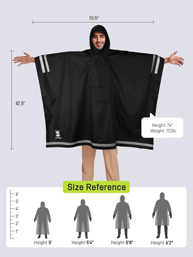 SaphiRose Hooded Rain Poncho Waterproof Raincoat Jacket - Image 2