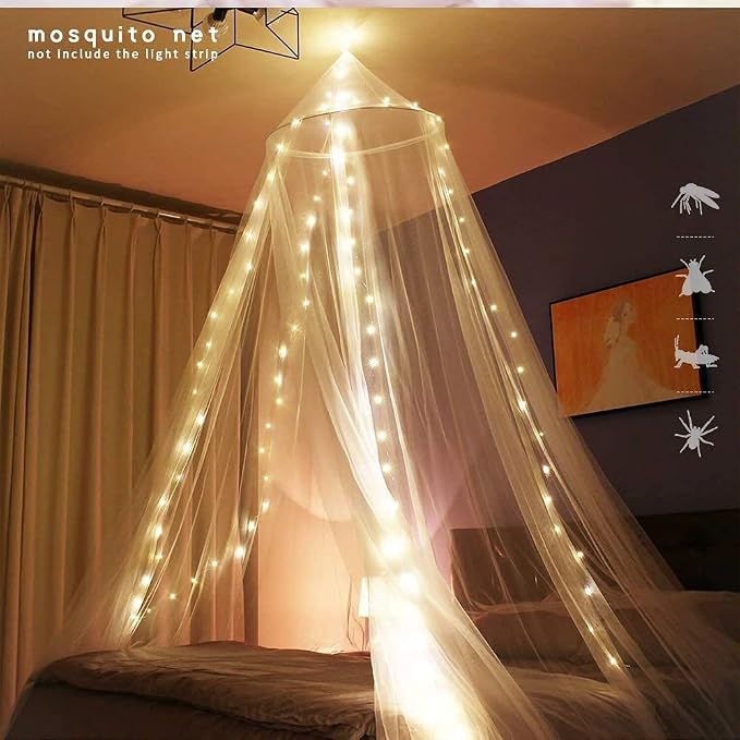Mosquito Net for Bed, Large White Bed Canopy for Girls, Hanging Bed Net - Image 8