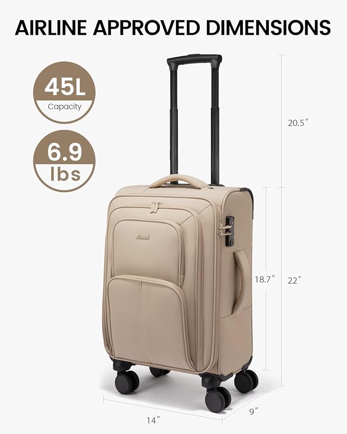 LOVEVOOK Carry On Luggage 22x14x9 Airline Approved, 22 Inch Softside Suitcases - Image 8