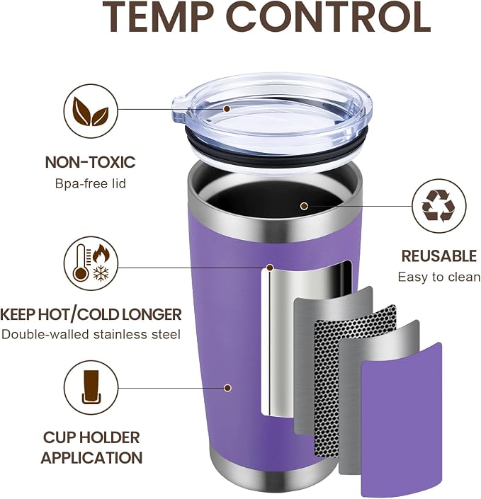 MEWAY 20oz Tumbler Cup Double Wall Vacuum Insulated Travel Mug Bulk, Stainless - Image 2