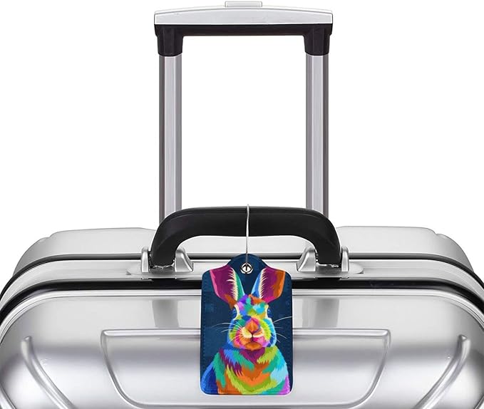 2-Pack Cute Rabbit Bag Tags for Luggage, Colorful Animal Airport Suitcase - Image 5