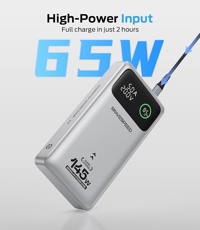 MOVE SPEED 145W Laptop Power Bank, PD 3.1 25, 000mAh Fast Charging Portable - Image 5