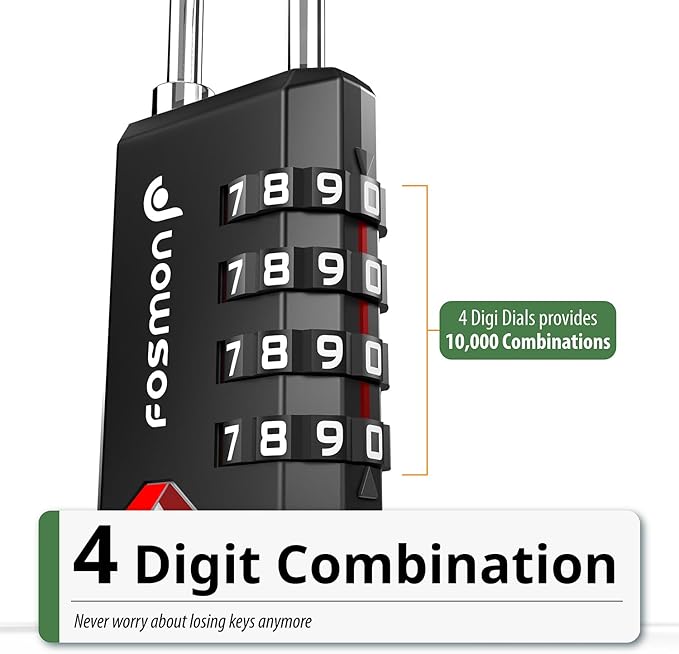 Fosmon TSA Approved Locks for Luggage, Heavy Duty Gun Safe Lock for Gun Case - Image 3