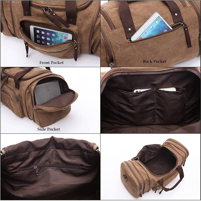 Duffle Bag for Travel, Large Canvas Duffel Bag for Travelling Overnight - Image 5