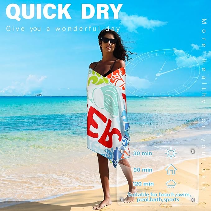 Microfiber Lightweight Beach Towel Sand Free Quick Dry Absorbent Thin Compact - Image 5