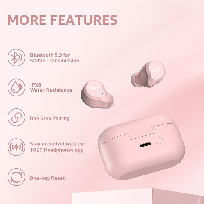 TOZO NC9 Hybrid Active Noise Cancelling Wireless Earbuds, 6 Mics ENC Clear Call - Image 6