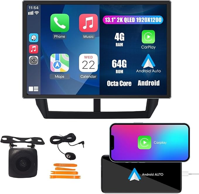 Kunfine CarPlay Android Auto Navigation Stereo GPS Radio Reverse Camera Display by KUNFINE