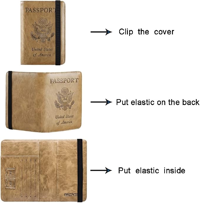 Passport Holder Cover Wallet Travel Essentials RFID Blocking Leather Card Case - Image 5