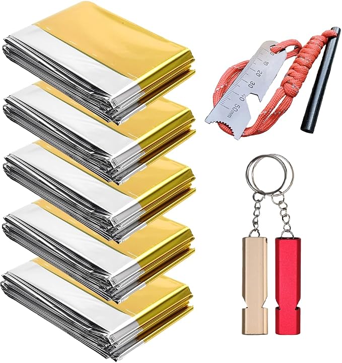 Professional 3-in-1 Survival Kit: Emergency Blanket, 120dB Whistle & by Jaksairos