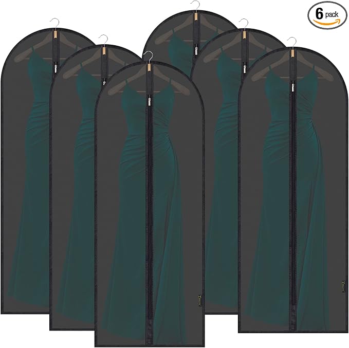 BALEINE 60'' Translucent Garment Bags, 6 Packs PEVA Dress Bag by BALEINE