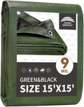 15x15 Feet Tarp Waterproof, 9Mil Thick, Finished Size Tarps, UV Resistant by RAINDEWAY