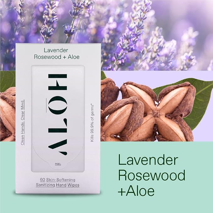 ALŌH Lavender Rosewood + Aloe Sanitizing Hand Wipes - Image 2