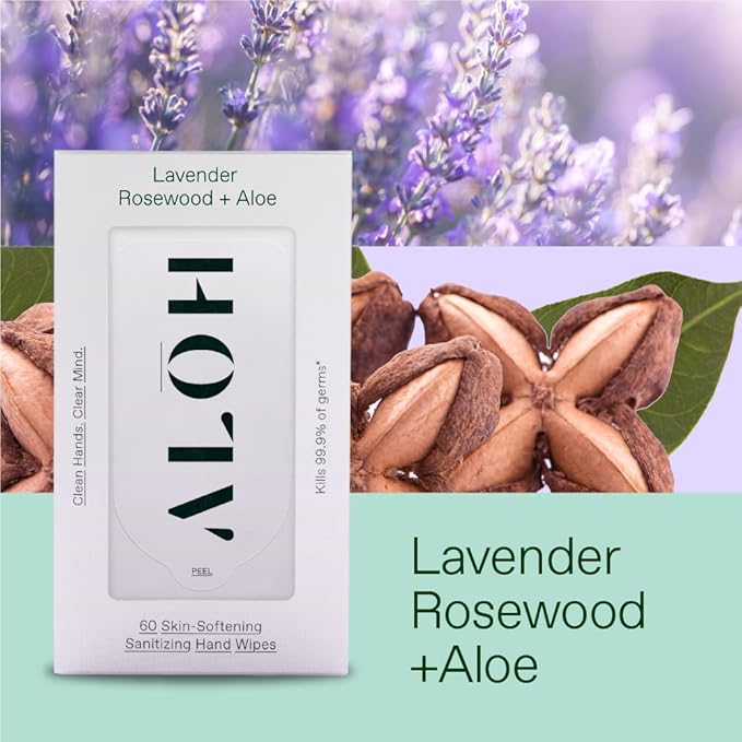 ALŌH Lavender Rosewood + Aloe Sanitizing Hand Wipes - Image 2