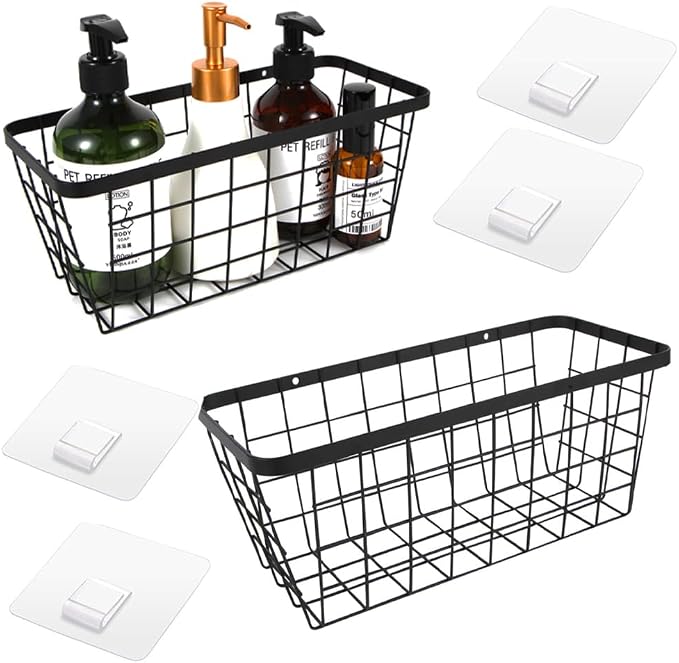2 Pack Hanging Wall Basket Organizer Over the Cabinet Door Wire Baskets - Image 8