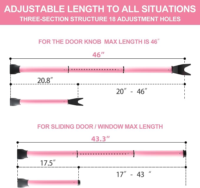 Rerishom Door Security Bar, Door Stoppers Security bar, Heavy Duty Door Lock - Image 3
