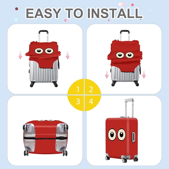 ANNA QUEEN Funny Cartoon Eyes Luggage Cover, Travel Suitcase Cover - Image 6
