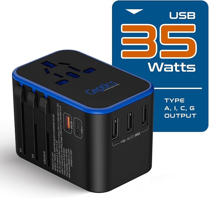 Ceptics Universal Travel Adapter, 35W International Power Adapter - Image 7