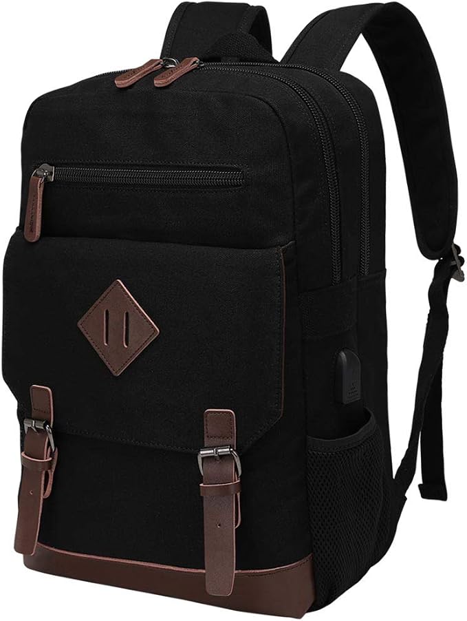 Canvas Backpack for Men Women, Vintage Rucksack Fits Most 15.6 Inch Laptop by Modoker