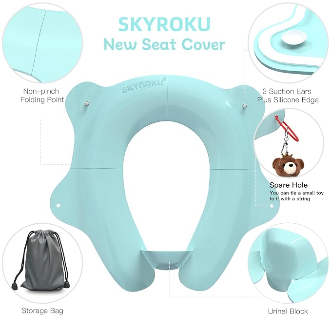 SKYROKU Foldable Kids Toilet Seat – Portable & Anti-Slip Travel Potty Training - Image 6