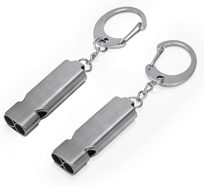 Whistle for Coaches Teachers, Emergency Survival Stainless Steel Whistles 2 Pack by AINOORA