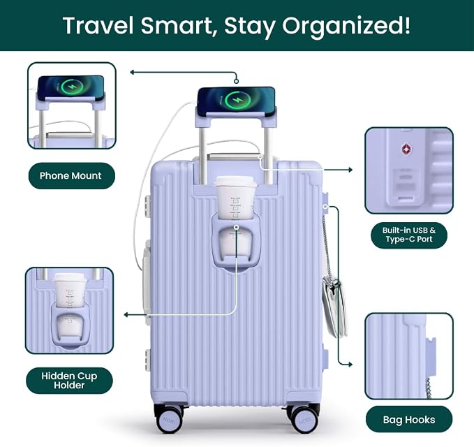 Nobl Travel Carry On Luggage, Noble Zipperless Aluminum Frame PC Hard Shell - Image 3