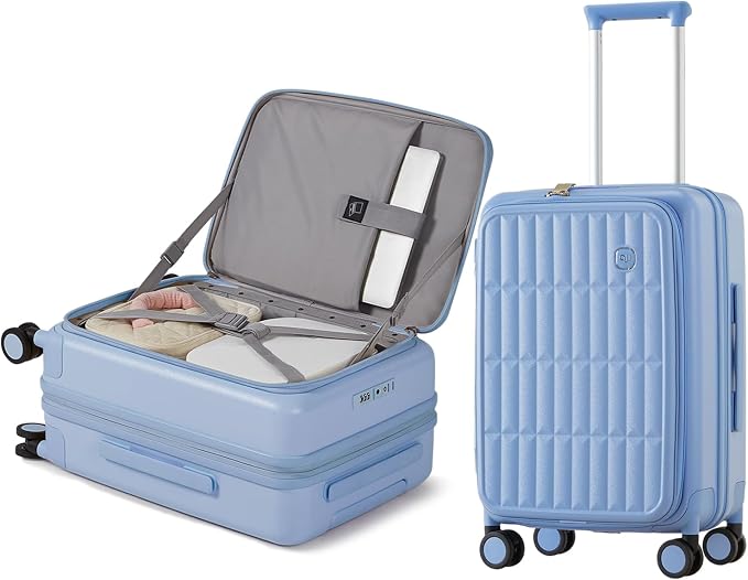 aji Expandable Top Open Carry On Luggage 22x14x9 Airline Approved, 20 Inch Hard by AJIVALUESTYLISHQUALITY