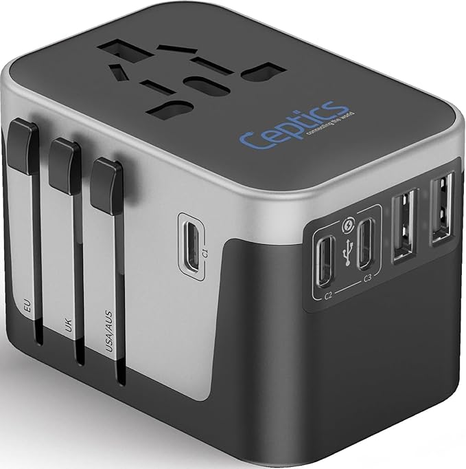 Universal Travel Power Adapter, Ceptics 6 in 1 Worldwide International Wall by Ceptics